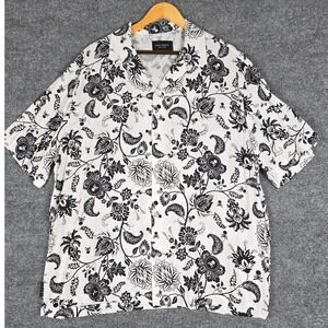 SAINT MORTA Men's XXX Large Black White Skull Floral Print Short Sleeve‎